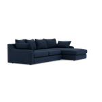 Thalia Large Chaise Pillow Back Sofa - Large Chaise Sofa RHF Grade B - Right Hand Facing — Pillow Back / Plush Velvet Indigo, gallery image 1