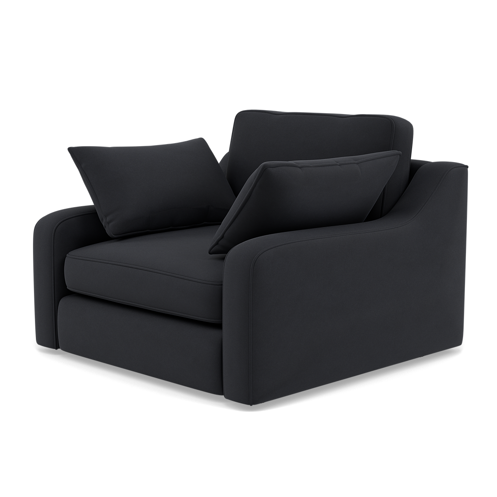 Thalia Pillow Back Armchair - Chair Grade B — Plush Velvet Charcoal, gallery image 3
