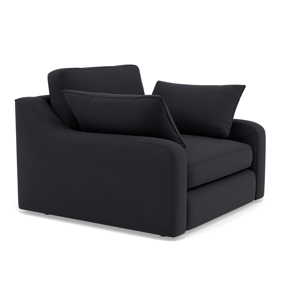 Thalia Pillow Back Armchair - Chair Grade B — Plush Velvet Charcoal, gallery image 1