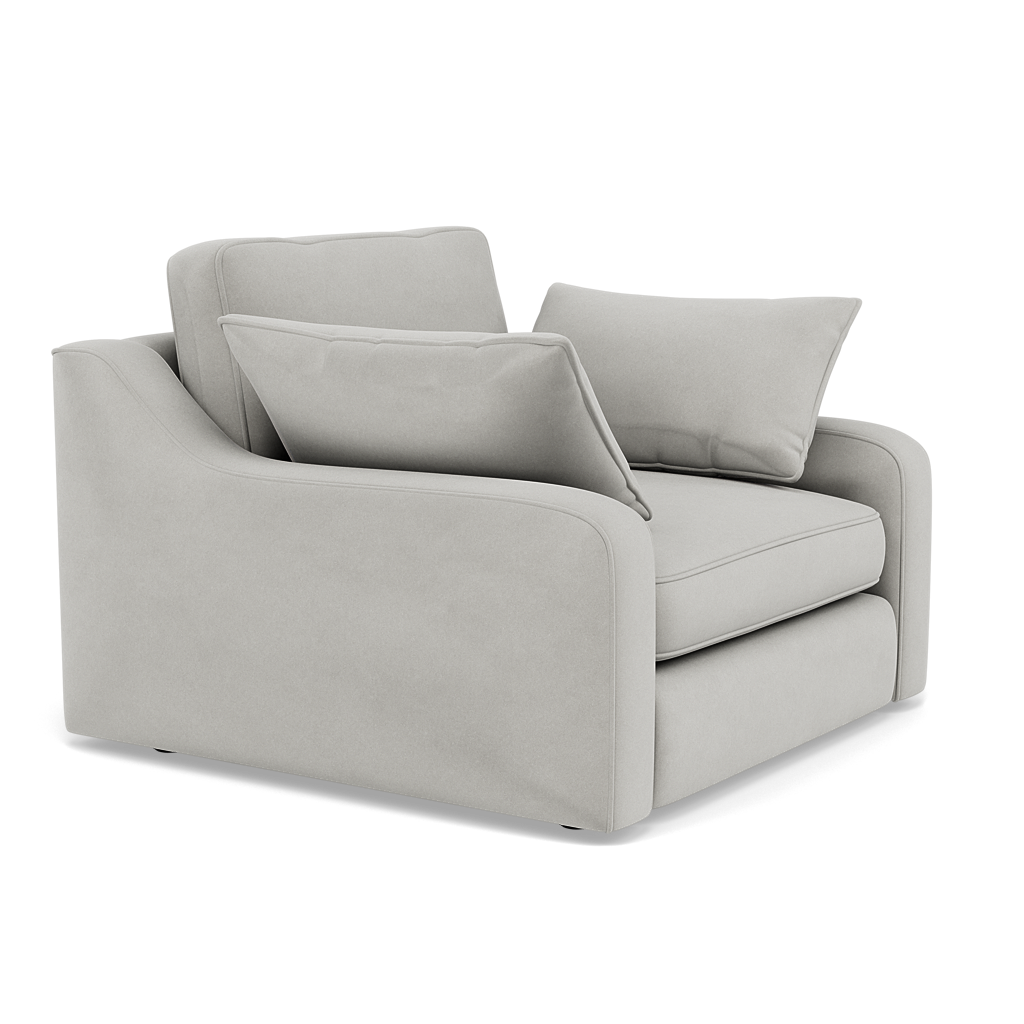 Thalia Pillow Back Armchair - Chair Grade B — Plush Velvet Silver, gallery image 1