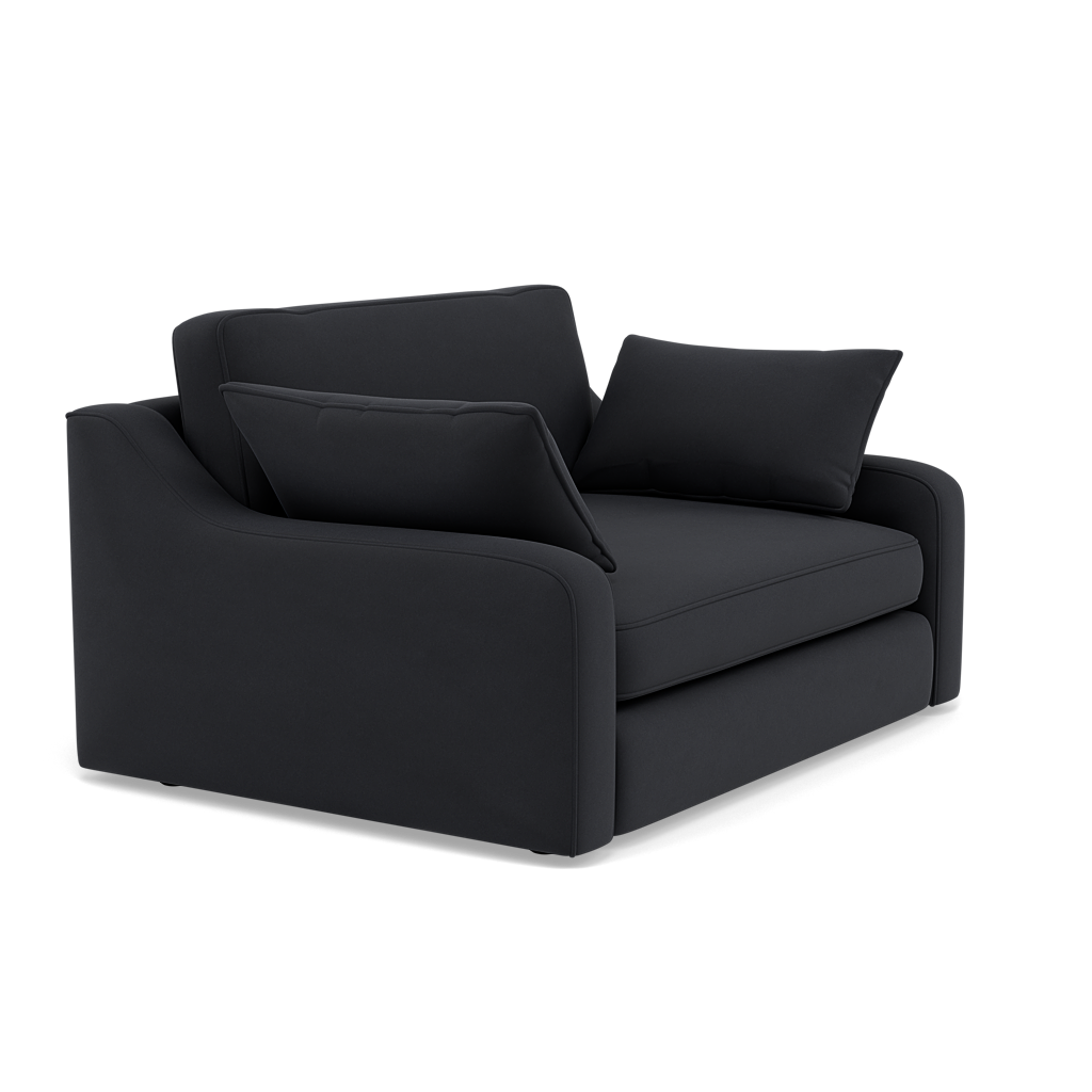 Thalia Pillow Back Loveseat - Snuggler Grade B — Plush Velvet Charcoal, gallery image 1