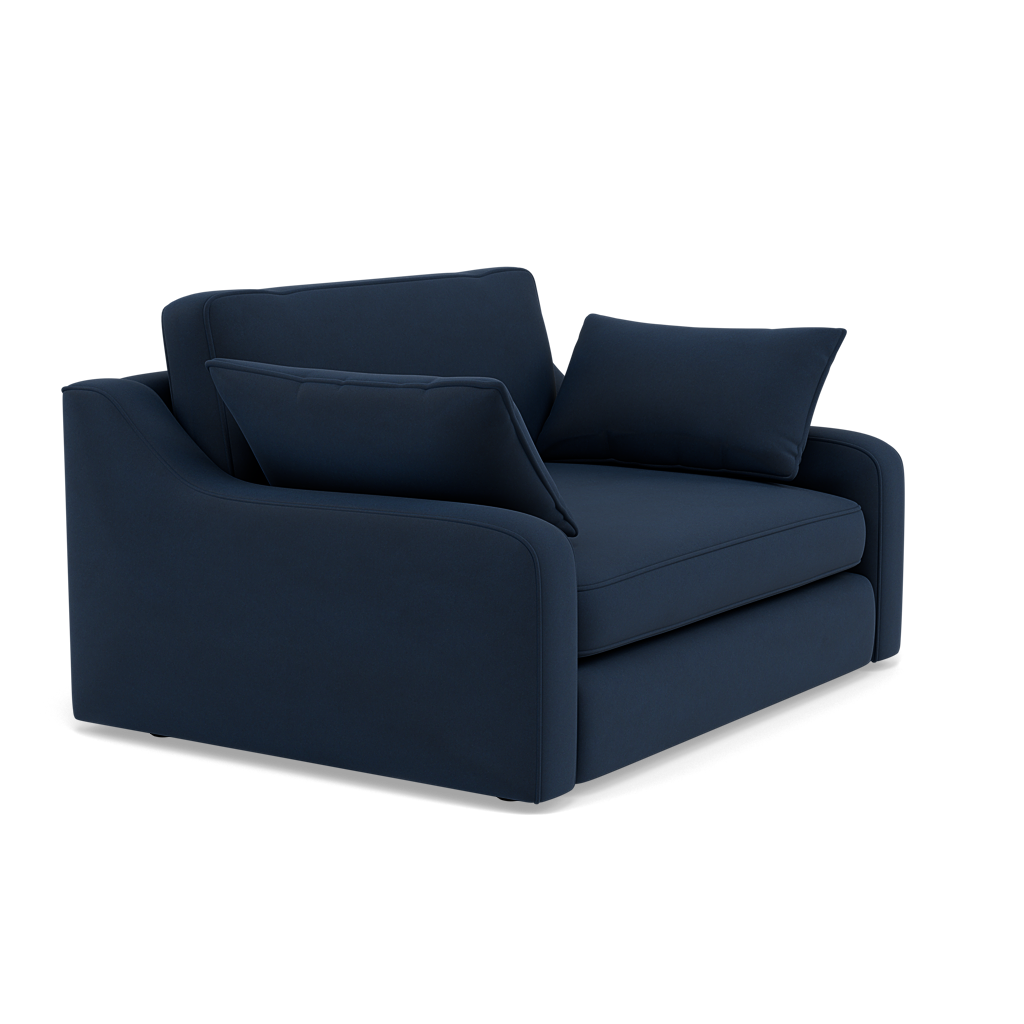 Thalia Pillow Back Loveseat - Snuggler Grade B — Plush Velvet Indigo, gallery image 1