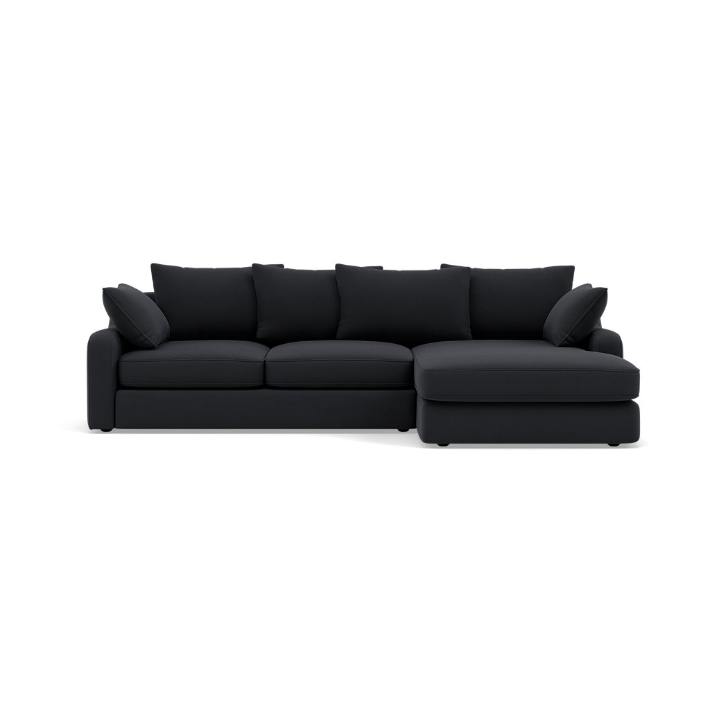 Thalia Small Chaise Pillow Back Sofa - Small Chaise Sofa RHF Grade B - Right Hand Facing Chaise Sofas Sterling Home 1 Pillow Back Plush Velvet Charcoal