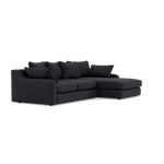 Thalia Small Chaise Pillow Back Sofa - Small Chaise Sofa RHF Grade B - Right Hand Facing — Pillow Back / Plush Velvet Charcoal, gallery image 1