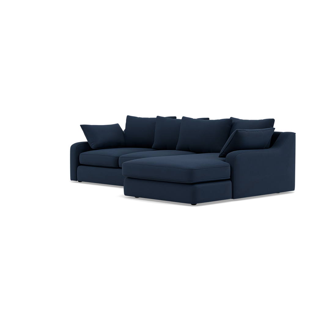 Thalia Small Chaise Pillow Back Sofa - Small Chaise Sofa RHF Grade B - Right Hand Facing — Pillow Back / Plush Velvet Indigo, gallery image 3