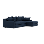 Thalia Small Chaise Pillow Back Sofa - Small Chaise Sofa RHF Grade B - Right Hand Facing — Pillow Back / Plush Velvet Indigo, gallery image 1