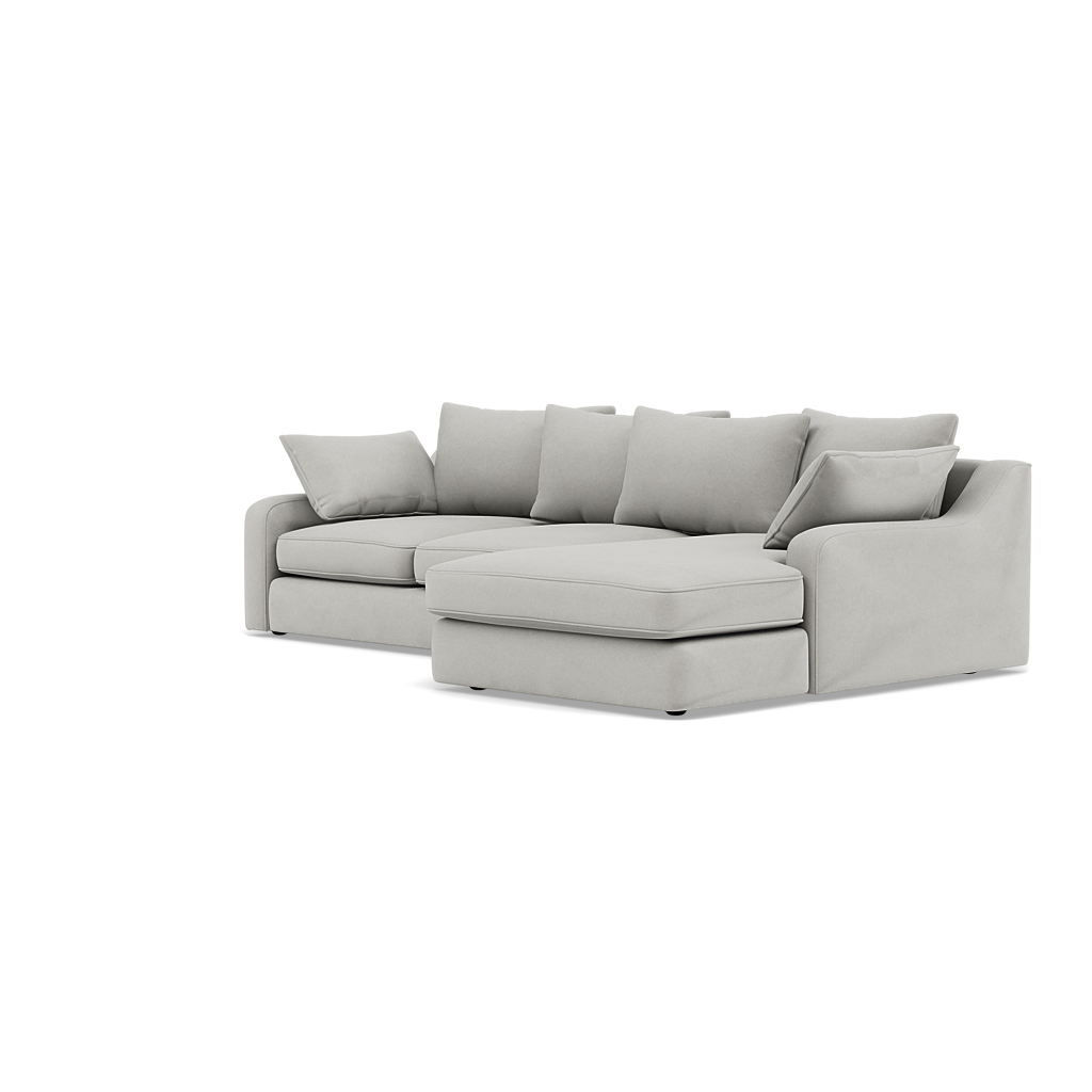 Thalia Small Chaise Pillow Back Sofa - Small Chaise Sofa RHF Grade B - Right Hand Facing — Pillow Back / Plush Velvet Silver, gallery image 3