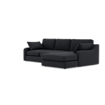 Thalia Small Chaise Pillow Back Sofa - Small Chaise Sofa RHF Grade B - Right Hand Facing — Standard Back / Plush Velvet Charcoal, gallery image 3