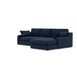 Thalia Small Chaise Pillow Back Sofa - Small Chaise Sofa RHF Grade B - Right Hand Facing — Standard Back / Plush Velvet Indigo, gallery image 3