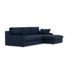 Thalia Small Chaise Pillow Back Sofa - Small Chaise Sofa RHF Grade B - Right Hand Facing — Standard Back / Plush Velvet Indigo, gallery image 1