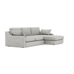 Thalia Small Chaise Pillow Back Sofa - Small Chaise Sofa RHF Grade B - Right Hand Facing — Standard Back / Plush Velvet Silver, gallery image 1