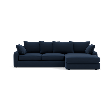 Thalia Small Chaise Pillow Back Sofa - Small Chaise Sofa RHF Grade B - Right Hand Facing Chaise Sofas Sterling Home 2 Pillow Back Plush Velvet Indigo