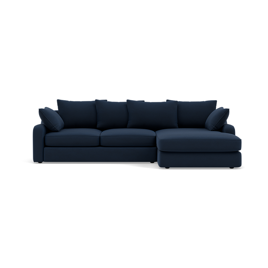 Thalia Small Chaise Pillow Back Sofa - Small Chaise Sofa RHF Grade B - Right Hand Facing Sterling Home PillowBack Plush Velvet Indigo 2