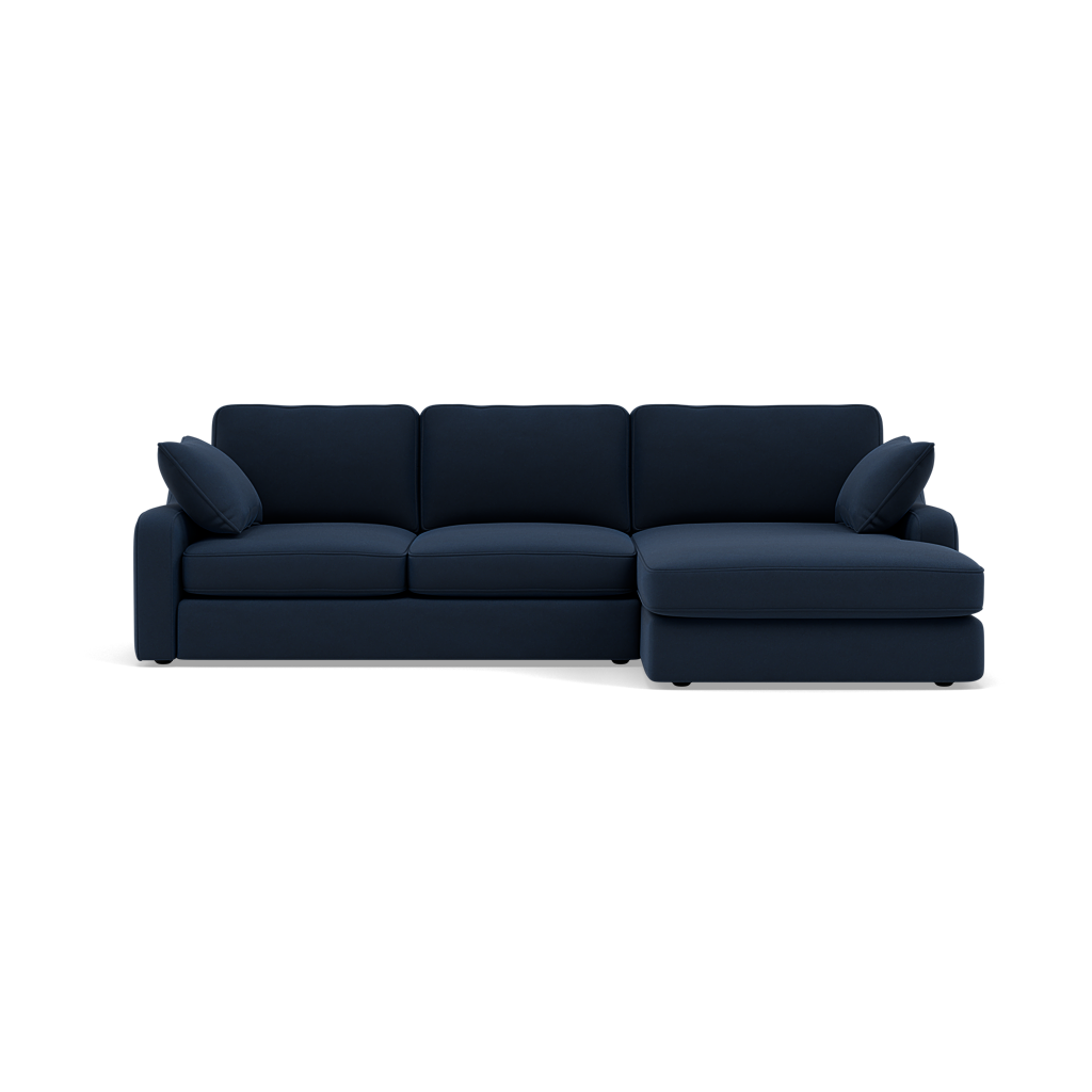 Thalia Small Chaise Pillow Back Sofa - Small Chaise Sofa RHF Grade B - Right Hand Facing Chaise Sofas Sterling Home 6 Standard Back Plush Velvet Indigo