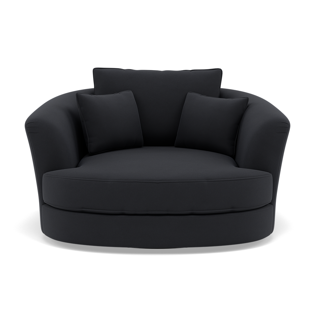 Thalia Swivel Pillow Back Armchair - Cuddler Swivel Chair Grade B Sterling Home 1 Plush Velvet Charcoal