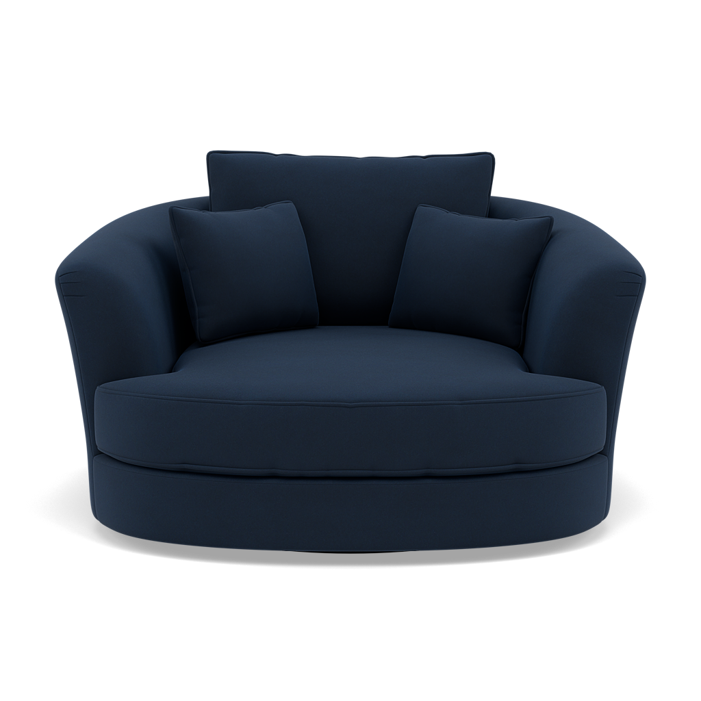 Thalia Swivel Pillow Back Armchair - Cuddler Swivel Chair Grade B Sterling Home 2 Plush Velvet Indigo