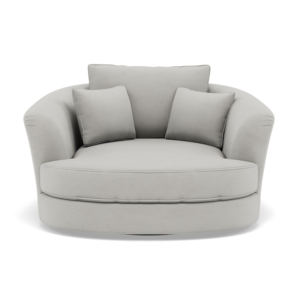 Thalia Swivel Pillow Back Armchair - Cuddler Swivel Chair Grade B Sterling Home 3 Plush Velvet Silver