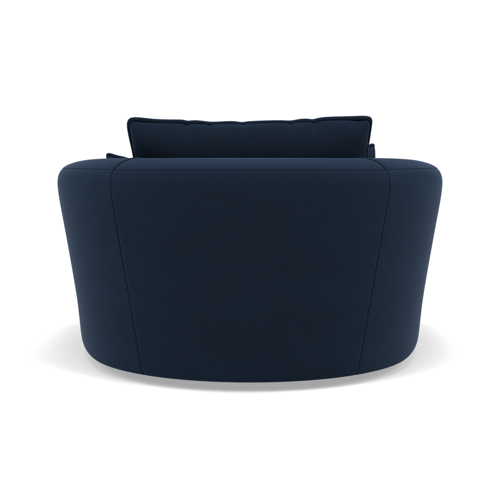 Thalia Swivel Pillow Back Armchair - Cuddler Swivel Chair Grade B — Plush Velvet Indigo, gallery image 2