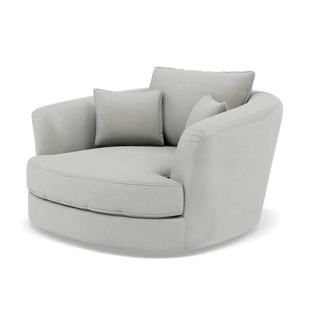 Thalia Swivel Pillow Back Armchair - Cuddler Swivel Chair Grade B — Plush Velvet Silver, gallery image 3