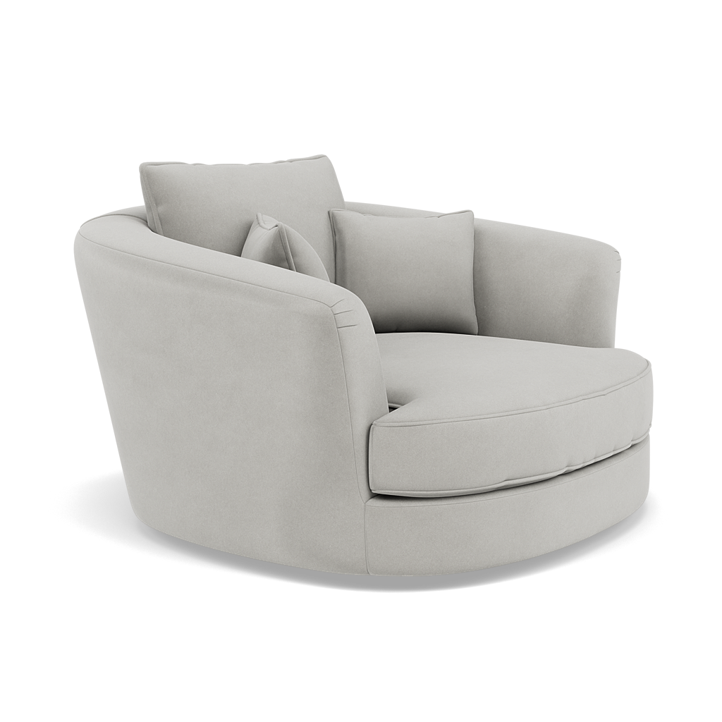 Thalia Swivel Pillow Back Armchair - Cuddler Swivel Chair Grade B — Plush Velvet Silver, gallery image 1