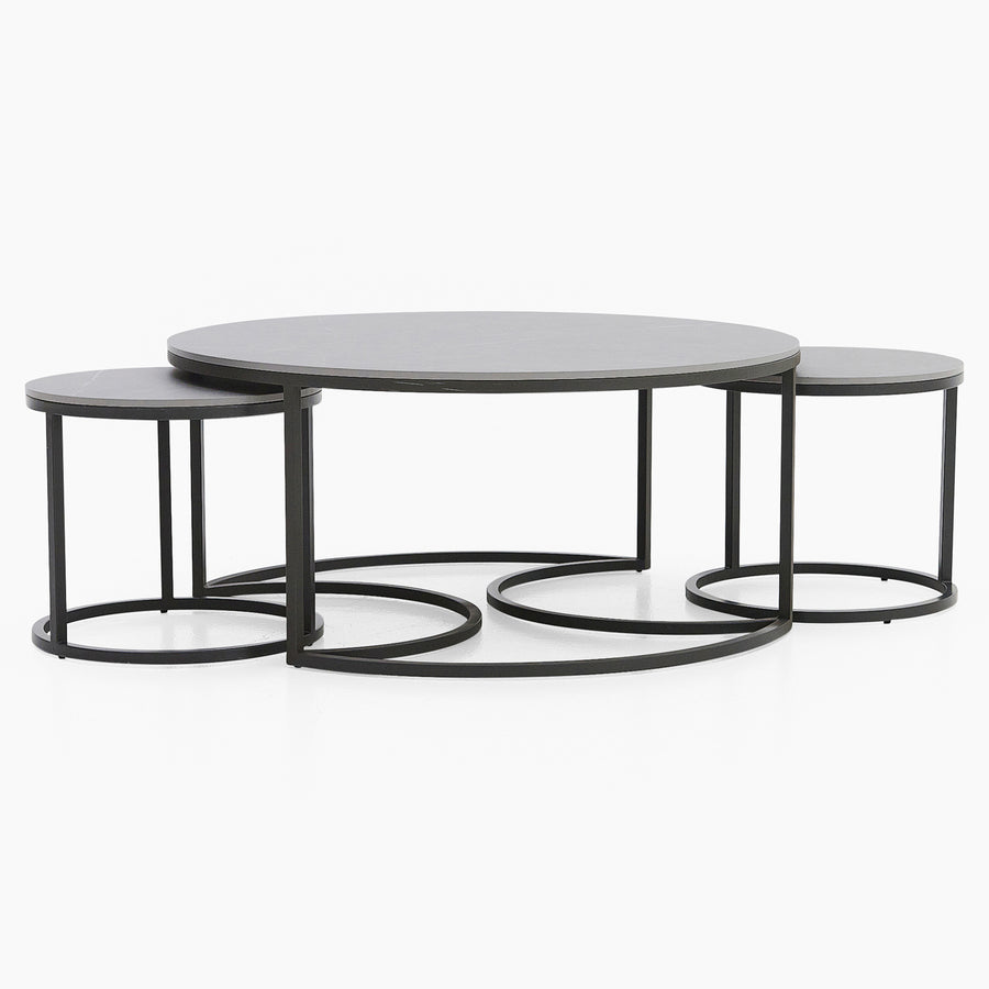 Torino Marble Coffee Table - Matte Ceramic Coffee Table Set Matte Grey Ceramic Tables Sterling Home 1