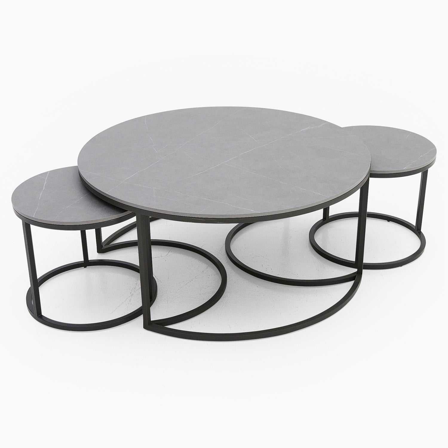Torino Marble Coffee Table - Matte Ceramic Coffee Table Set Matte Grey Ceramic Tables Sterling Home 2
