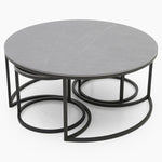 Torino Marble Coffee Table - Matte Ceramic Coffee Table Set Matte Grey Ceramic Tables Sterling Home 3