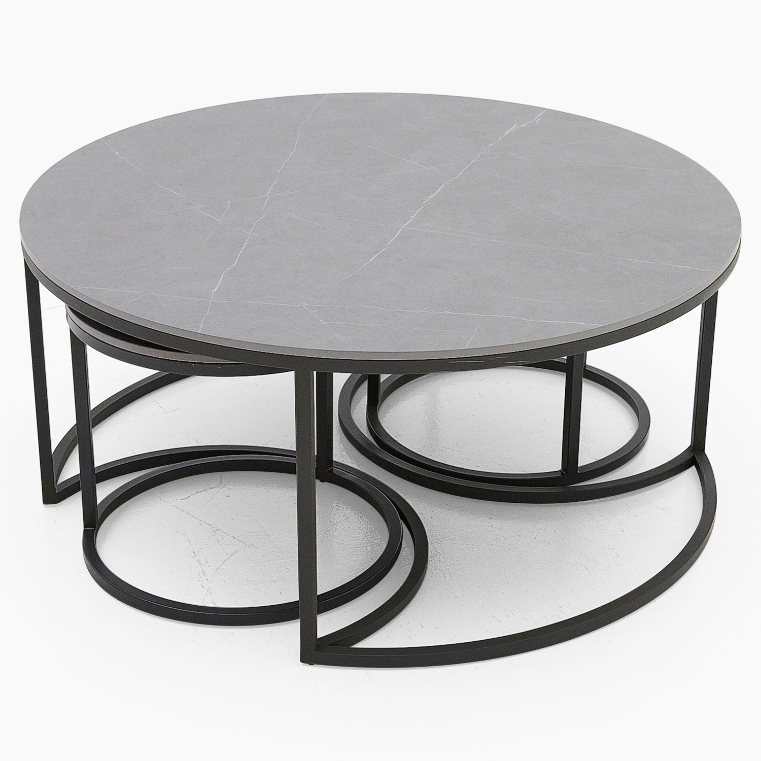Torino Marble Coffee Table - Matte Ceramic Coffee Table Set Matte Grey Ceramic Tables Sterling Home 3