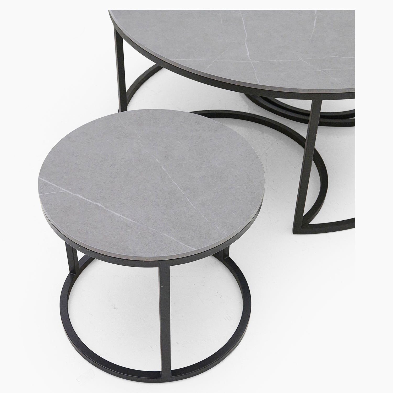 Torino Marble Coffee Table - Matte Ceramic Coffee Table Set Matte Grey Ceramic Tables Sterling Home 4