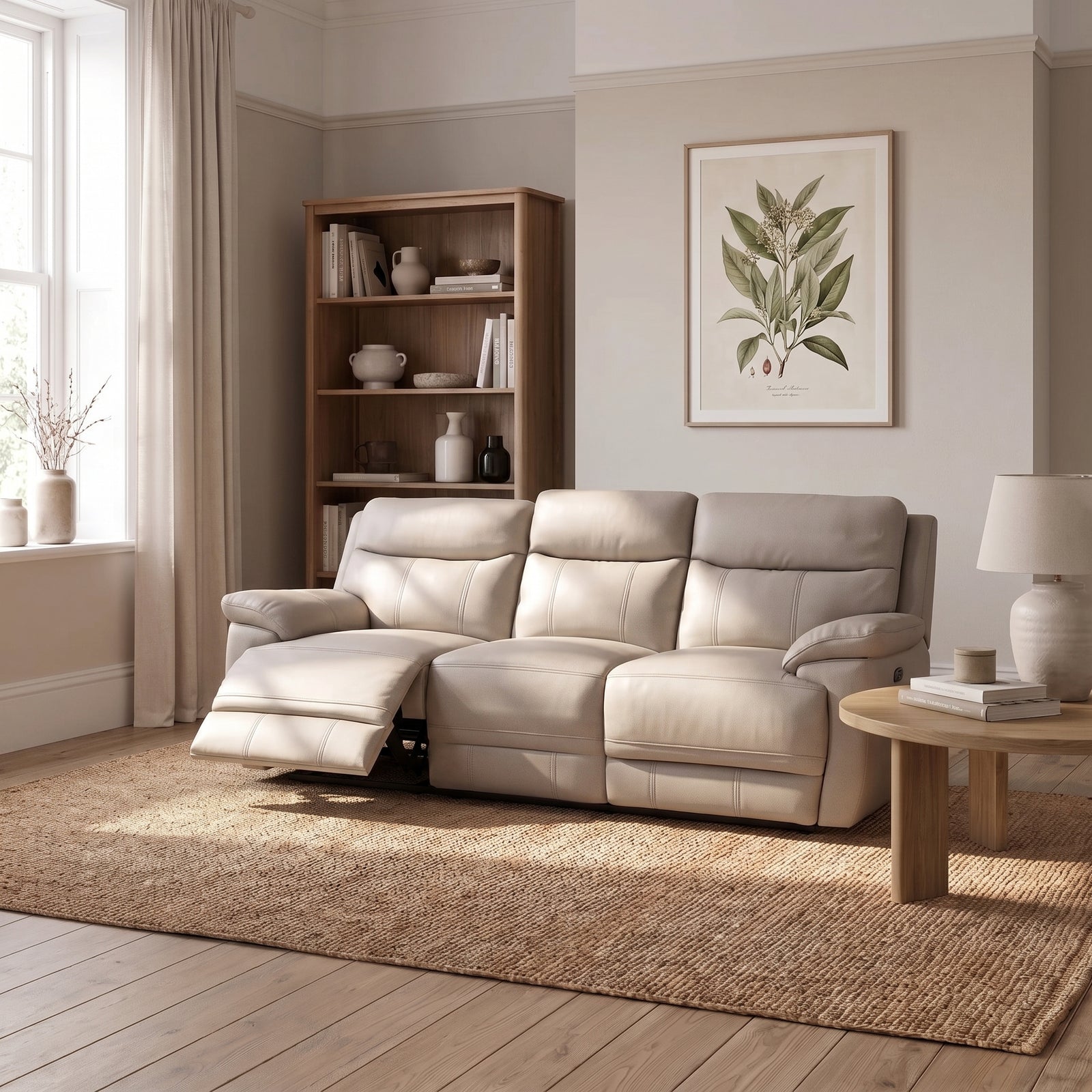 Tranquil 3 Seater Recliner Sofa - 3 Seater Sofa 2 Power Recliners Fabric - Power Recliner with USB 3 Seater Sofas Sterling Home 2