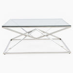 Turin Coffee Table - Coffee Table Clear Glass / Stainless Steel Tables Sterling Home 1