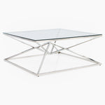 Turin Coffee Table - Coffee Table Clear Glass / Stainless Steel Tables Sterling Home 2