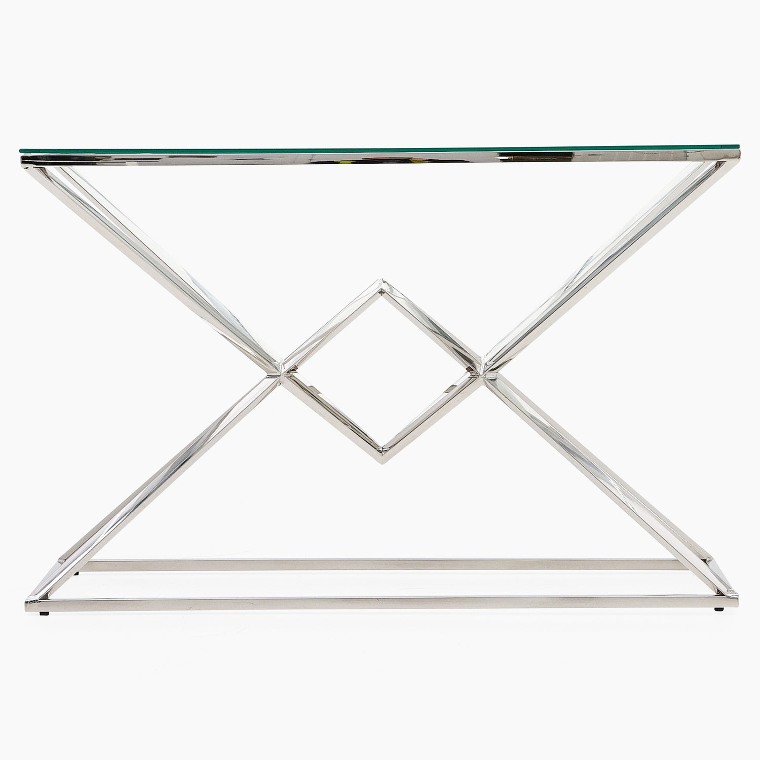 Turin Console Table - Console Table Clear Glass / Stainless Steel Tables Sterling Home 1