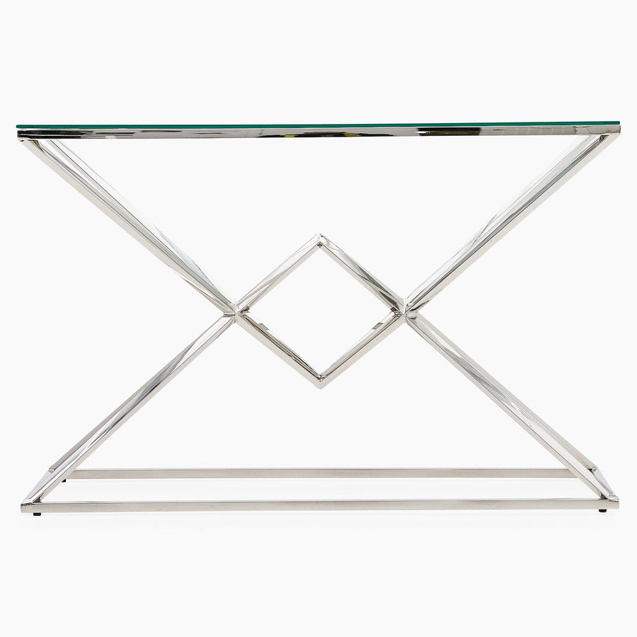 Turin Console Table - Console Table Clear Glass / Stainless Steel Tables Sterling Home 1