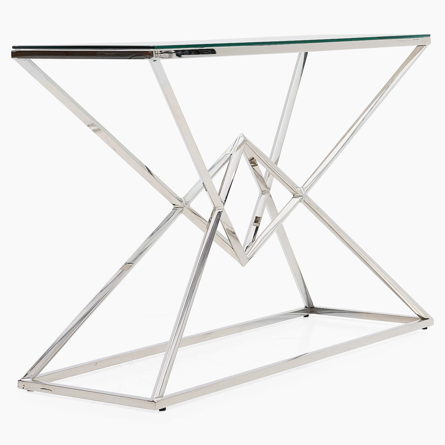 Turin Console Table - Console Table Clear Glass / Stainless Steel Tables Sterling Home 2
