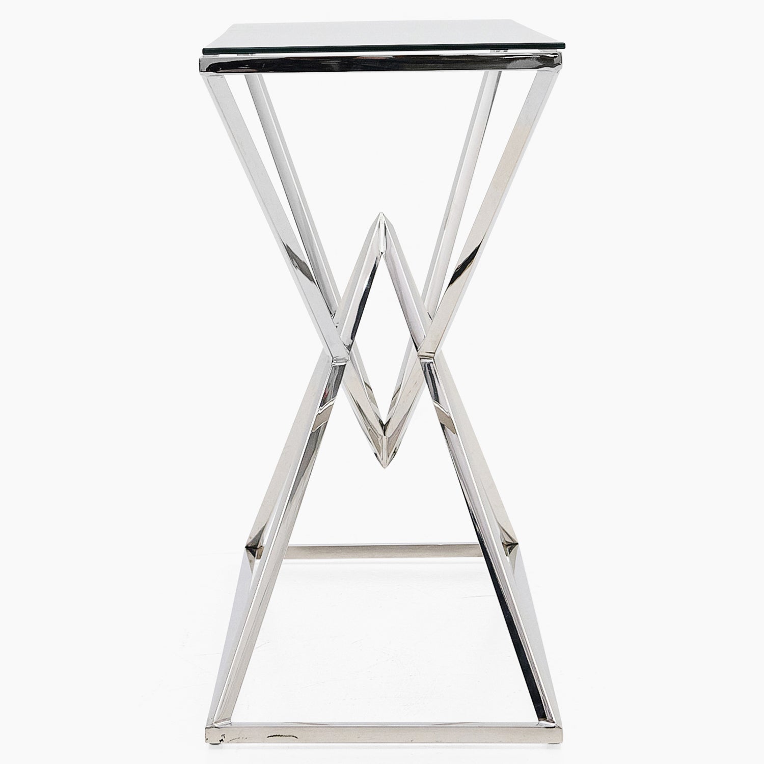 Turin Console Table - Console Table Clear Glass / Stainless Steel Tables Sterling Home 3