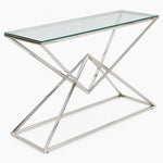 Turin Console Table - Console Table Clear Glass / Stainless Steel Tables Sterling Home 4