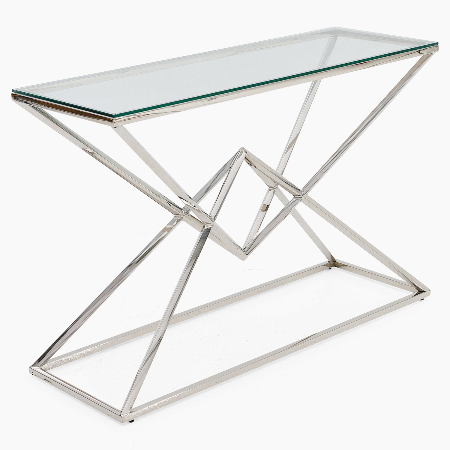 Turin Console Table - Console Table Clear Glass / Stainless Steel Tables Sterling Home 4