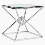 Turin Side Table - Lamp Table Clear Glass / Stainless Steel Tables Sterling Home 2