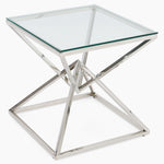 Turin Side Table - Lamp Table Clear Glass / Stainless Steel Tables Sterling Home 3
