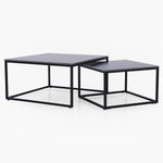 Tyler Square Nest of Coffee Tables - Square Coffee Nest of 2 Tables Black Ceramic Top / Black Powder Coated Metal Legs Tables Sterling Home 1