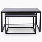 Tyler Square Nest of Coffee Tables - Square Coffee Nest of 2 Tables Black Ceramic Top / Black Powder Coated Metal Legs Tables Sterling Home 3