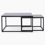 Tyler Square Nest of Coffee Tables - Square Coffee Nest of 2 Tables Black Ceramic Top / Black Powder Coated Metal Legs Tables Sterling Home 4