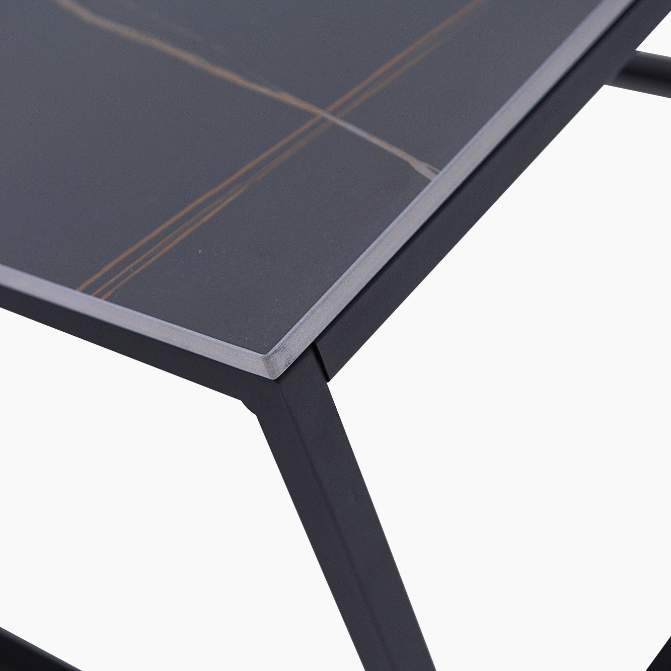 Tyler Square Nest of Coffee Tables - Square Coffee Nest of 2 Tables Black Ceramic Top / Black Powder Coated Metal Legs Tables Sterling Home 6