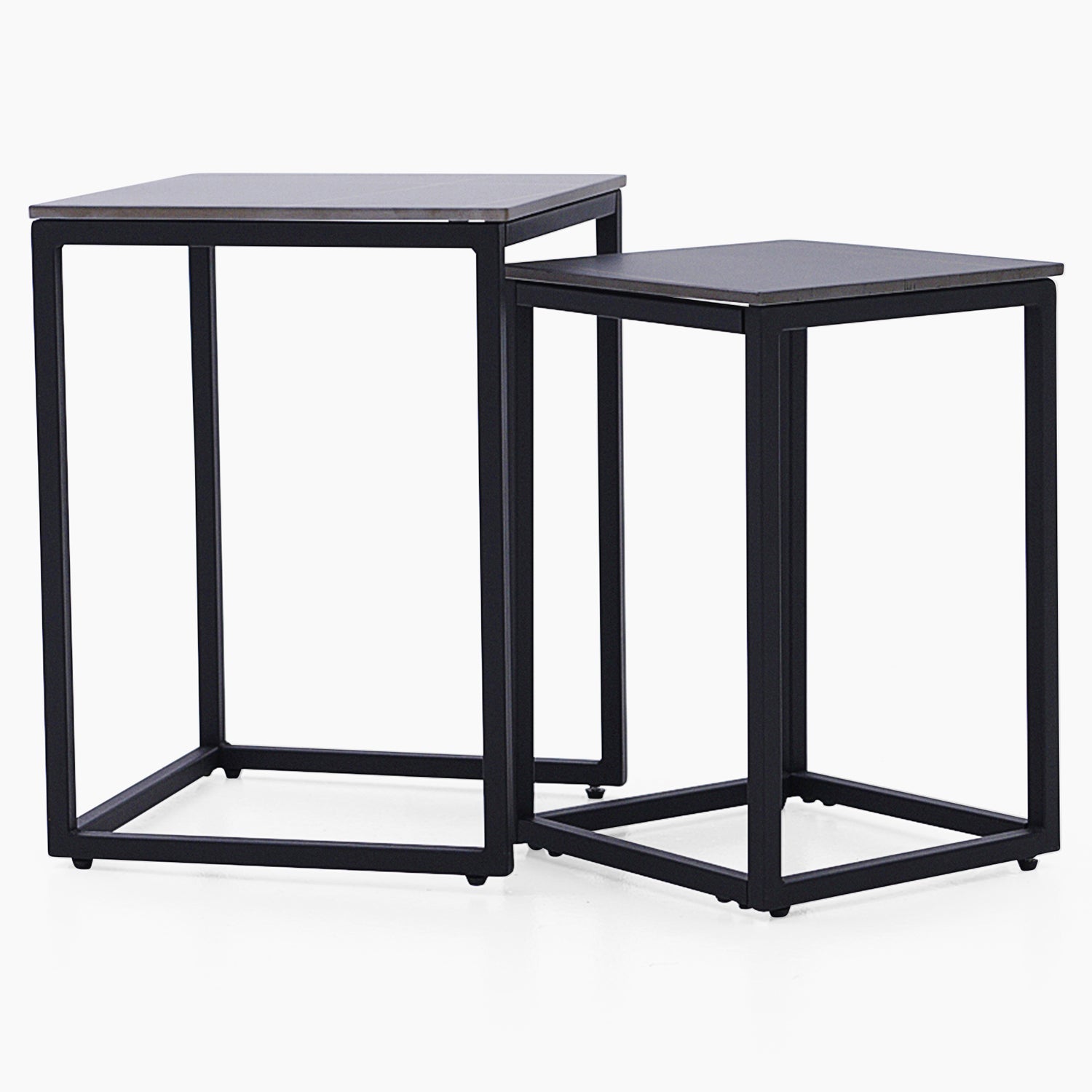 Tyler Black Ceramic Nest of 2 Side Tables - Nest of Tables Black Ceramic Top / Black Powder Coated Metal Legs Tables Sterling Home 1