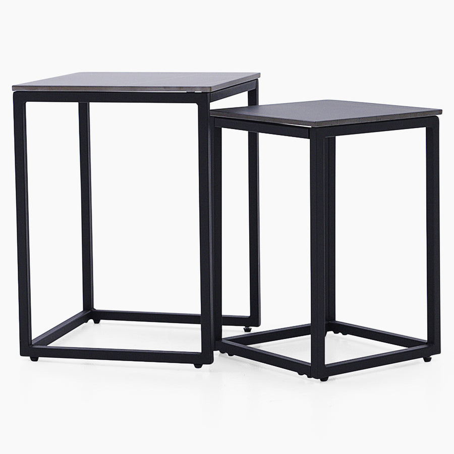 Tyler Nest of Side Tables - Nest of Tables Black Ceramic Top / Black Powder Coated Metal Legs Tables Sterling Home 1