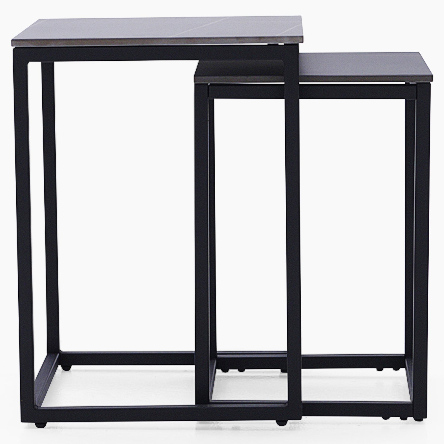Tyler Black Ceramic Nest of 2 Side Tables - Nest of Tables Black Ceramic Top / Black Powder Coated Metal Legs Tables Sterling Home 3