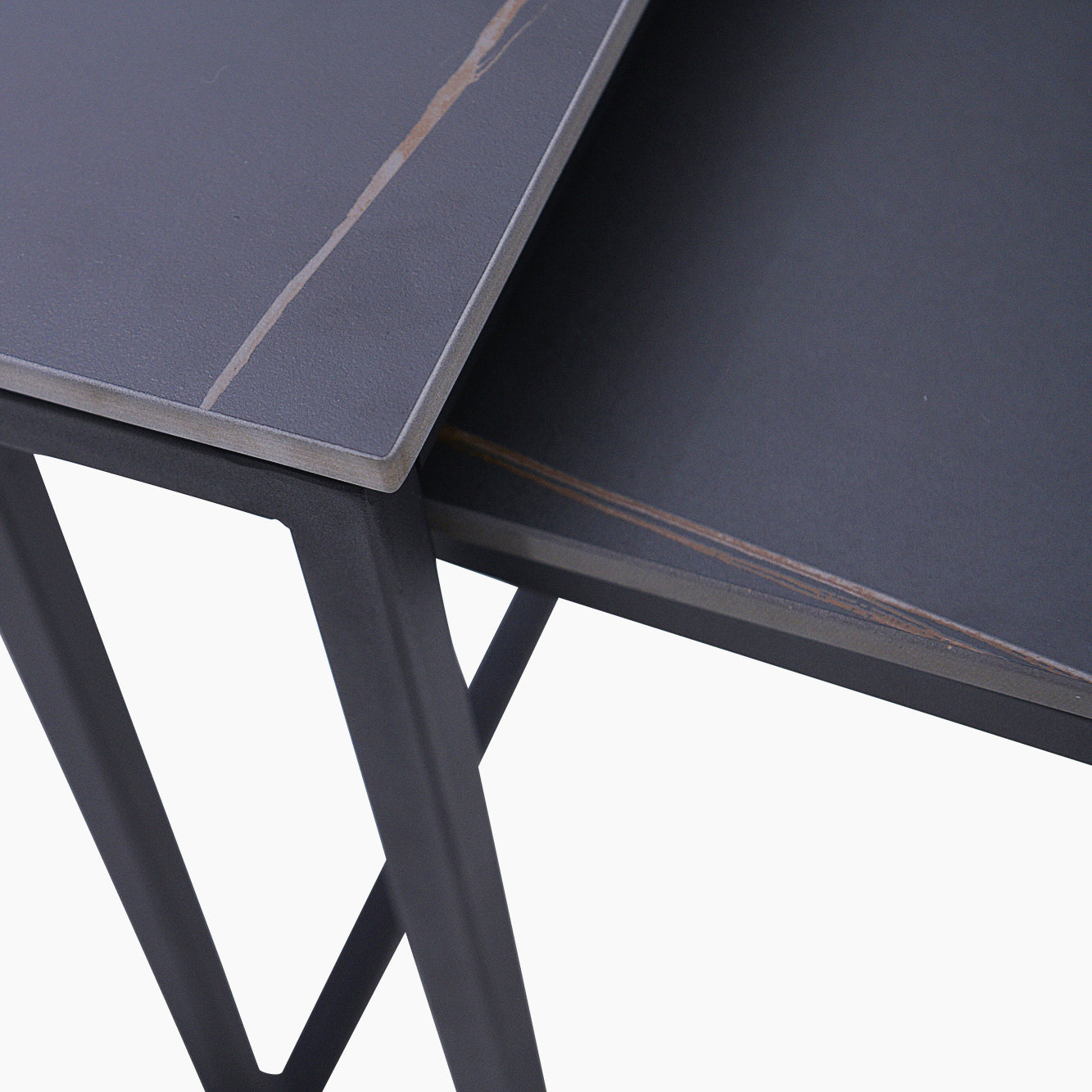 Tyler Black Ceramic Nest of 2 Side Tables - Nest of Tables Black Ceramic Top / Black Powder Coated Metal Legs Tables Sterling Home 5