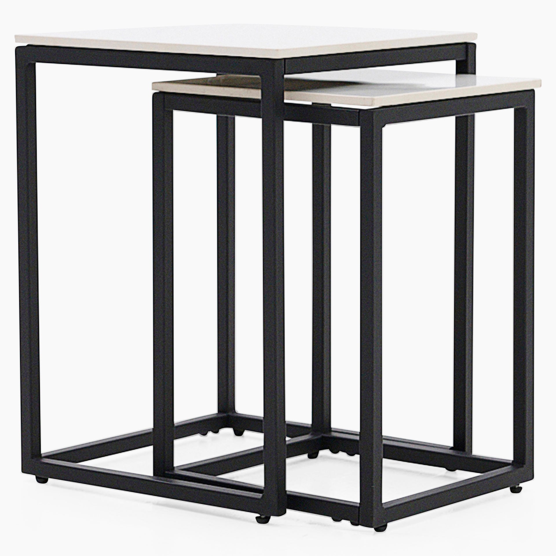 Tyler Nest of Side Tables - Nest of Tables White Ceramic Top / Black Powder Coated Metal Legs Tables Sterling Home 1