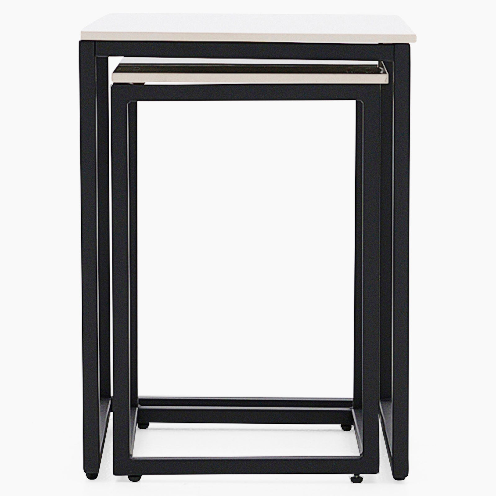Tyler White Ceramic Nest of 2 Side Tables - Nest of Tables White Ceramic Top / Black Powder Coated Metal Legs Tables Sterling Home 2